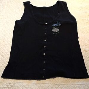 Black Harley-Davidson ladies snap front tank to size XL Sturgis 57th